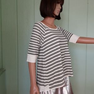 Sanctuary 40 Women's Top Blouse Black and Beige Striped NWT Sz S Short Sleeve